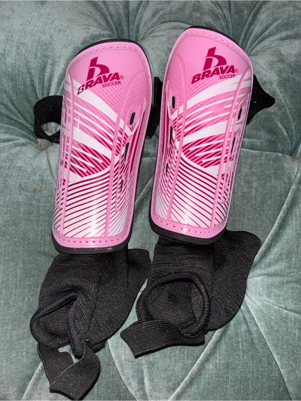 Pink Youth Soccer Shin Guards with Ankle Socks